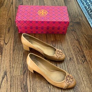 Tan Tory Burch kitten heels